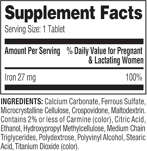 Miniatura 3 de Convergence Spring Valley Hierro como tabletas de sulfato ferroso Suplemento dietético, 27 mg, 250 unidades, sin conservantes, colorantes