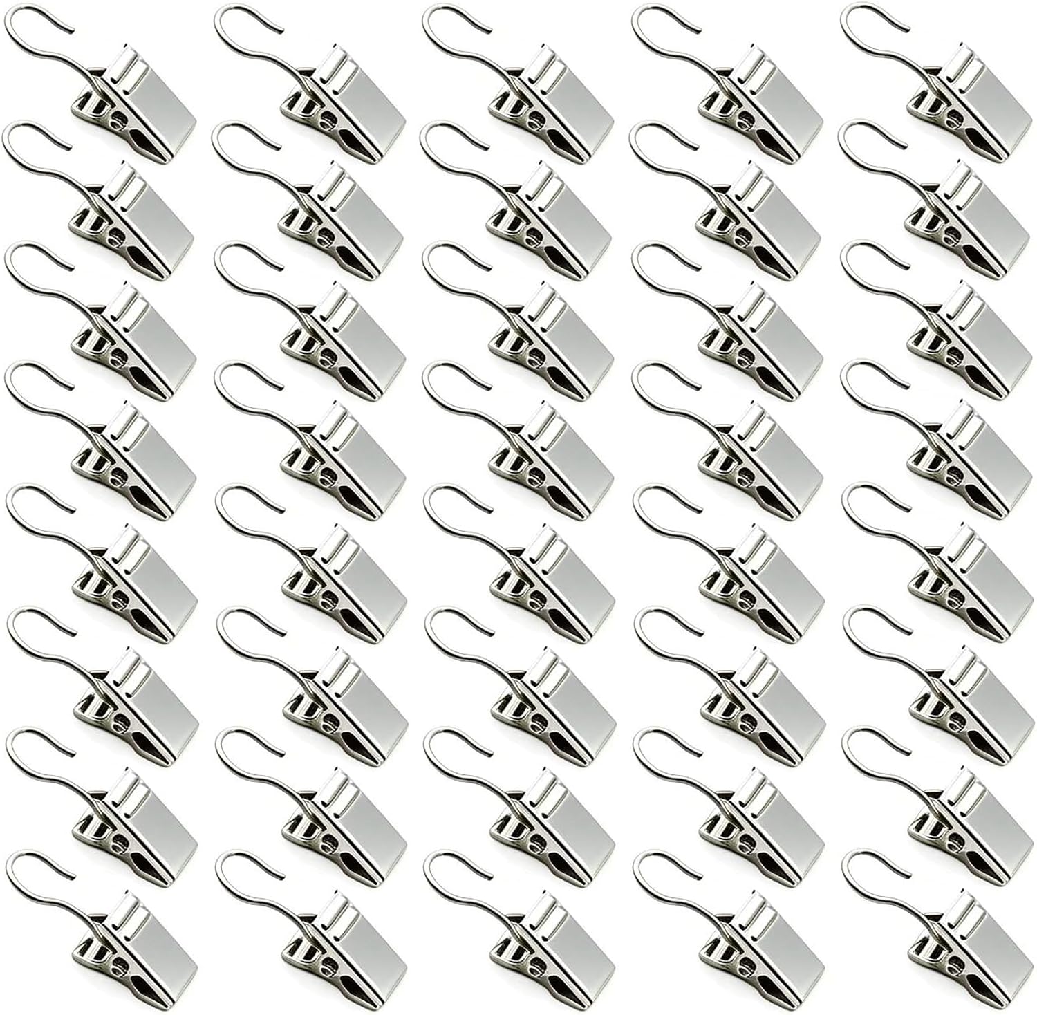 100PCS Stainless Steel Metal Clips Silver with Hook for Curtain, Photos, Art Craft Hanger Hanging Clips Home Decoration