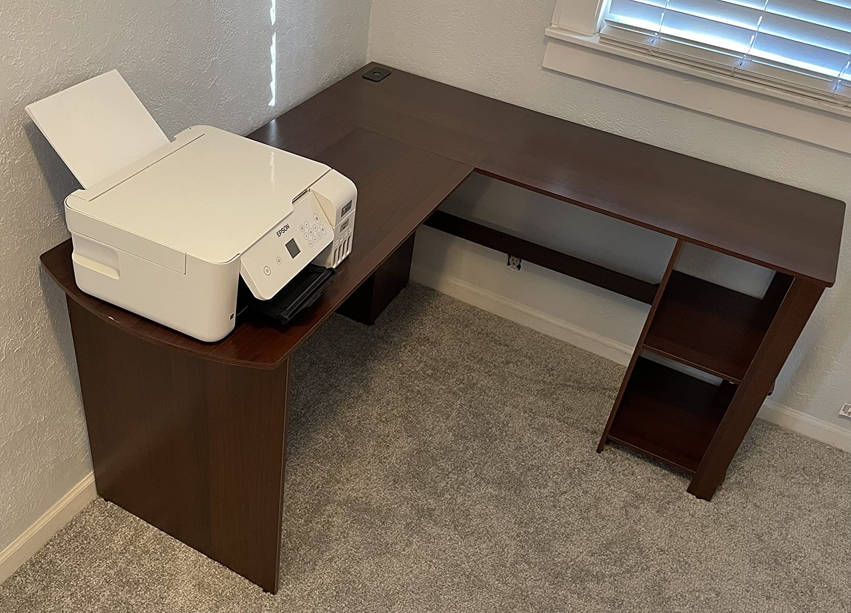 18/mo Finance SHW LShaped Home Office Corner Desk Wood Top, Oak