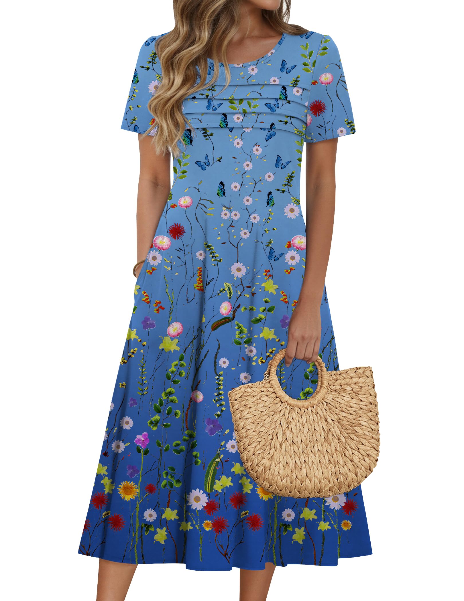 Zeagoo Pleated Front Midi Dress