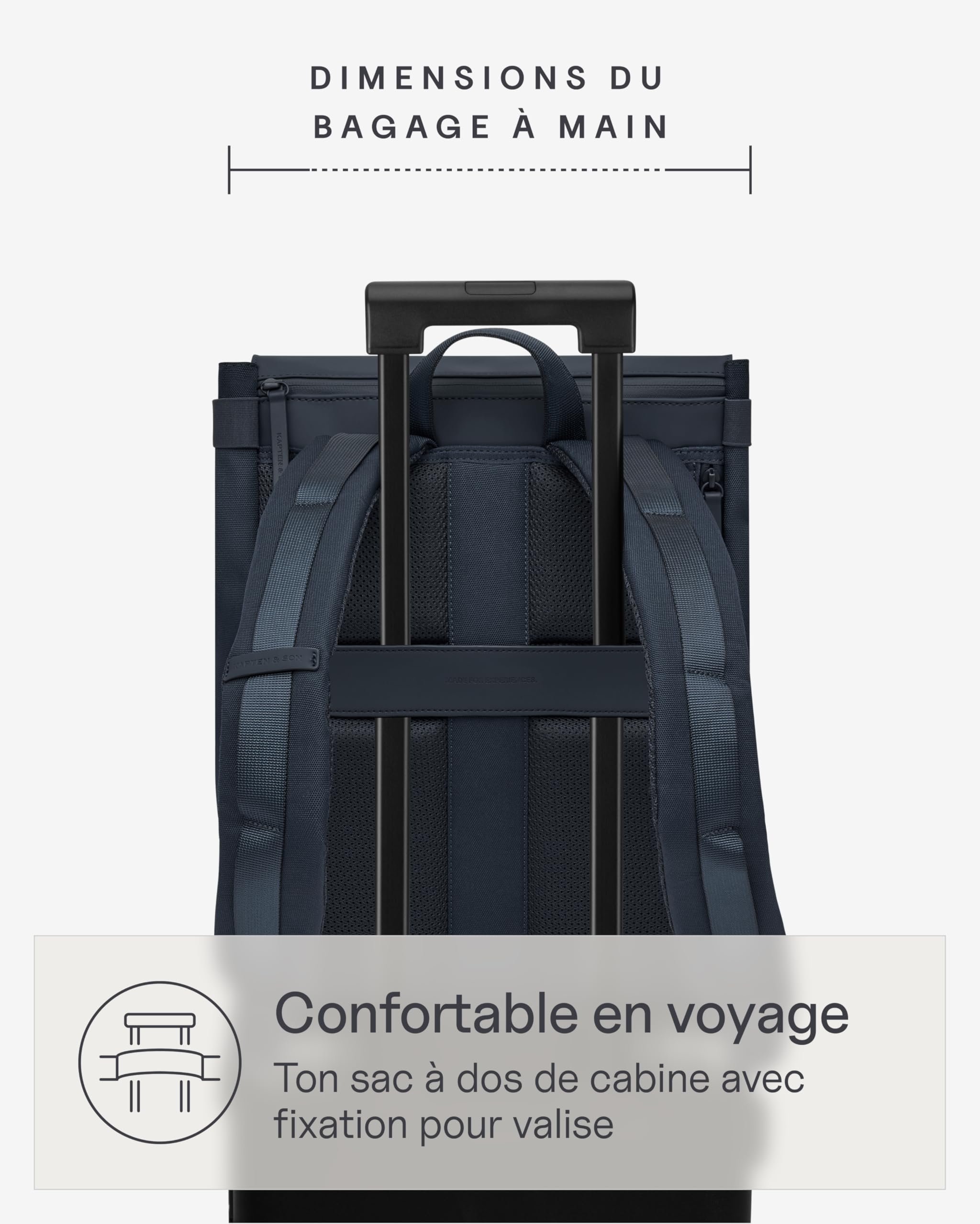 Kapten & Son Fyn Classic Sac a dos 13 L | Sac à dos pour homme et femme noir | compartiment pour ordinateur de 14" | idéal pour le voyage en avion comme bagage cabine, université, école