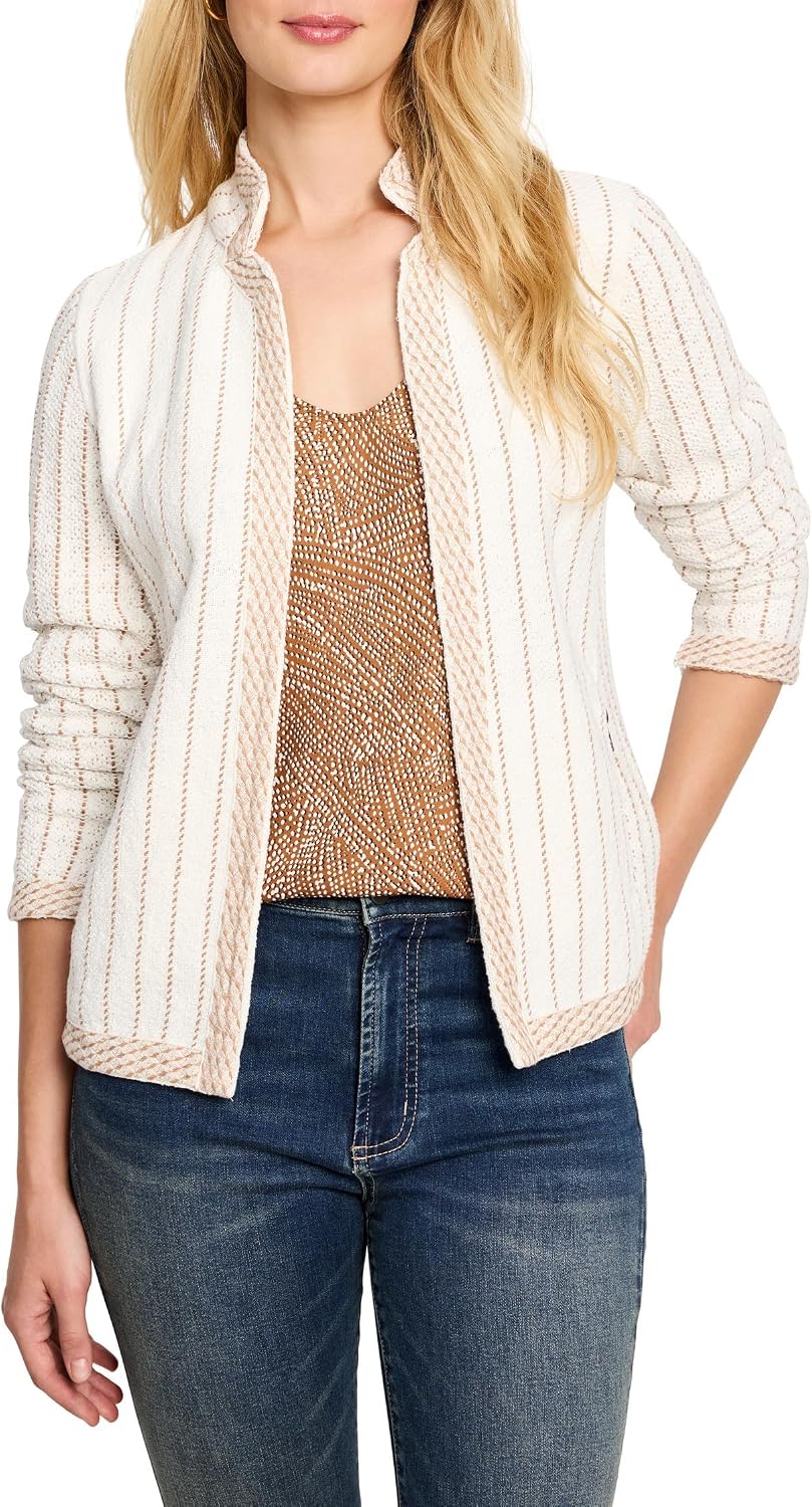 NIC+Zoe Women's Pinstripe Notch Collar Knit Jacket