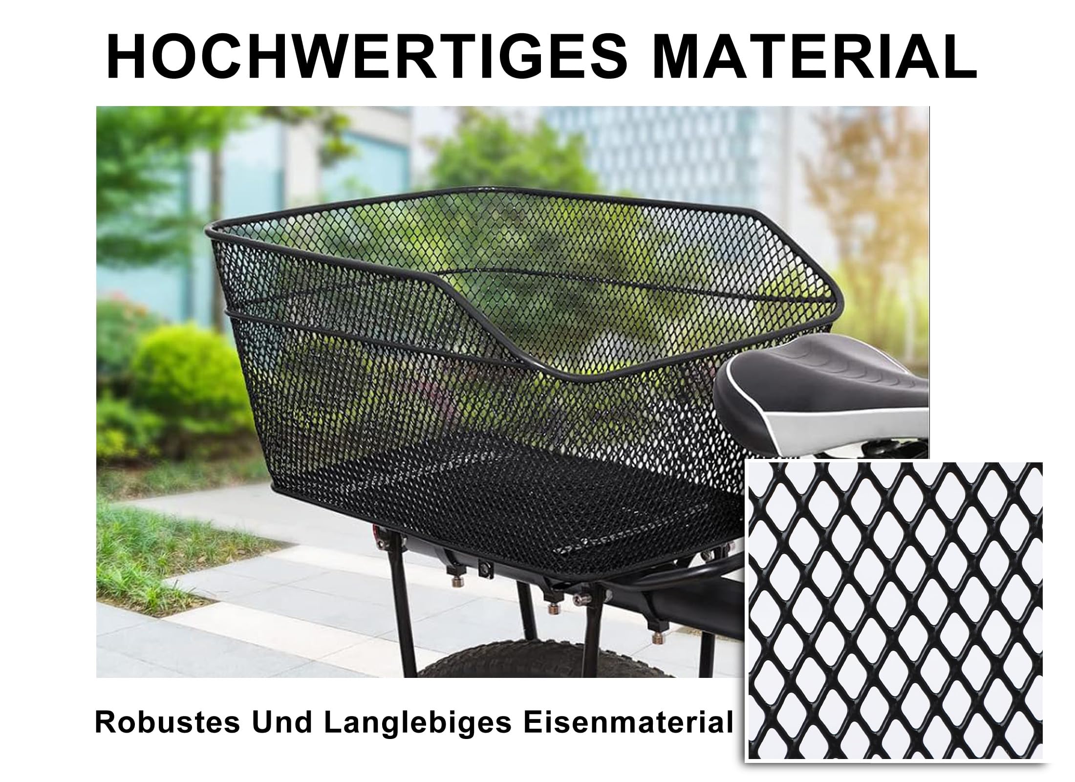 Cryfokt Panier de Vélo Arrière, Panier à Vélo en Fil Métallique avec Couvercle étanche, Panier de Rangement pour Porte-vélos de Grande capacité 20L pour Porte-vélos Arrière, Roulement 20Kg