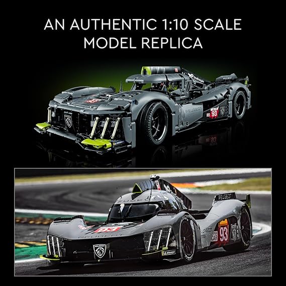 LEGO Technic PEUGEOT 9X8 24H Le Mans Hybrid Hypercar, Iconic Racing Car Model Kit For Adults to Build, 1:10 Scale, Collectible Advanced Motorsport Set, Gift for Men, Women, Him or Her 42156