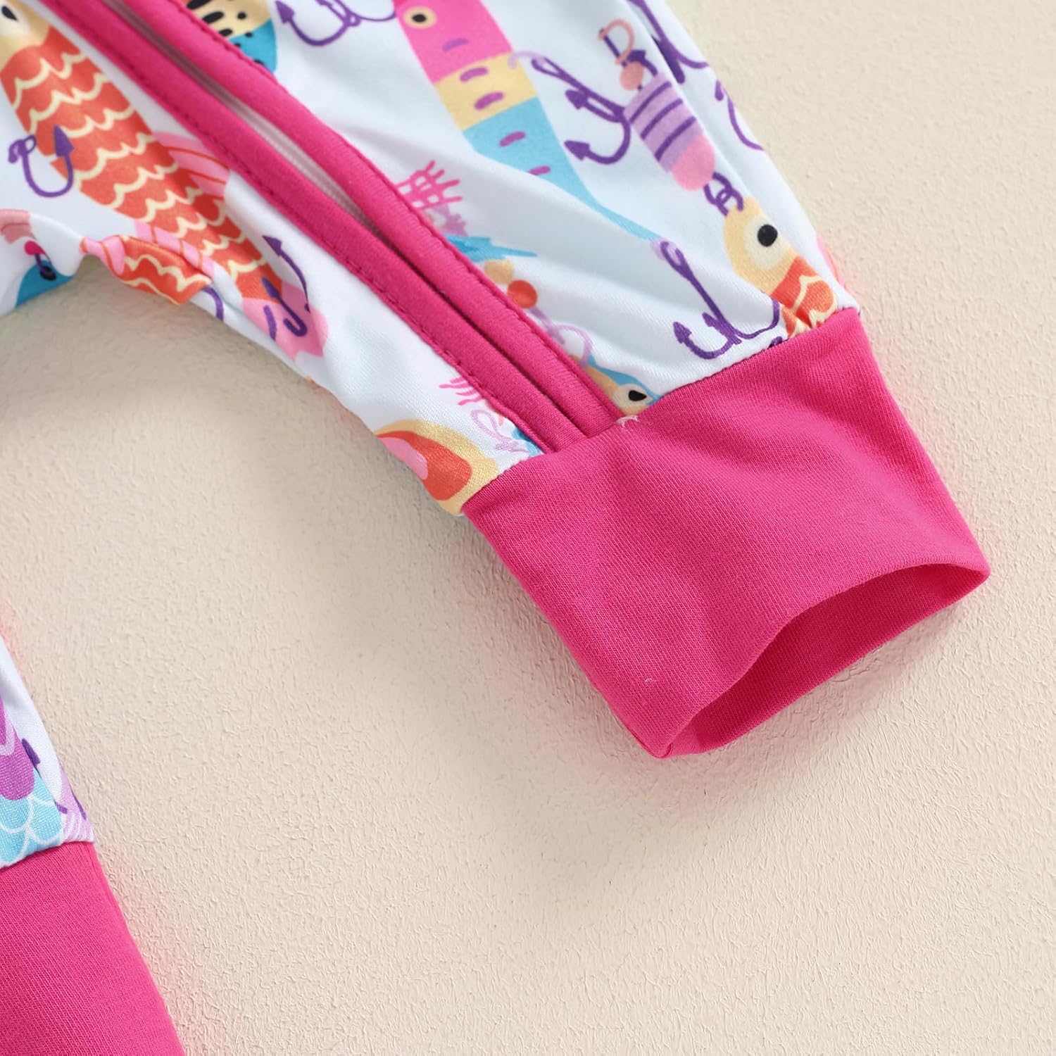 Newborn Baby Boy Girl Fall Winter Clothes Long Sleeve Fish Print Zipper Jumpsuit Romper One Piece Fishing Outfit 0-12M - Image 6