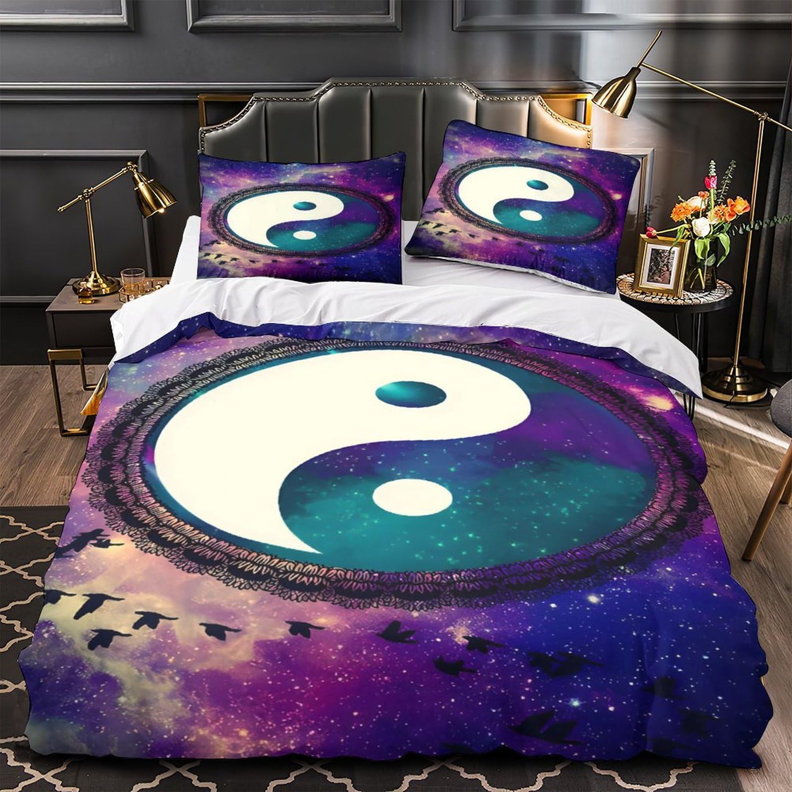 Parure de lit loup 3D 200x200cm avec housse de couette en microfibre