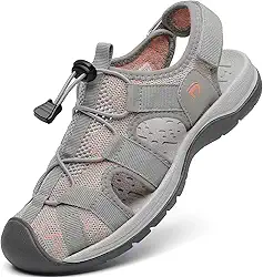 Sandálias esportivas femininas com bico fechado, malha para caminhadas, atividades ao ar livre, atléticas, casuais, caminhadas, sapatos aquáticos