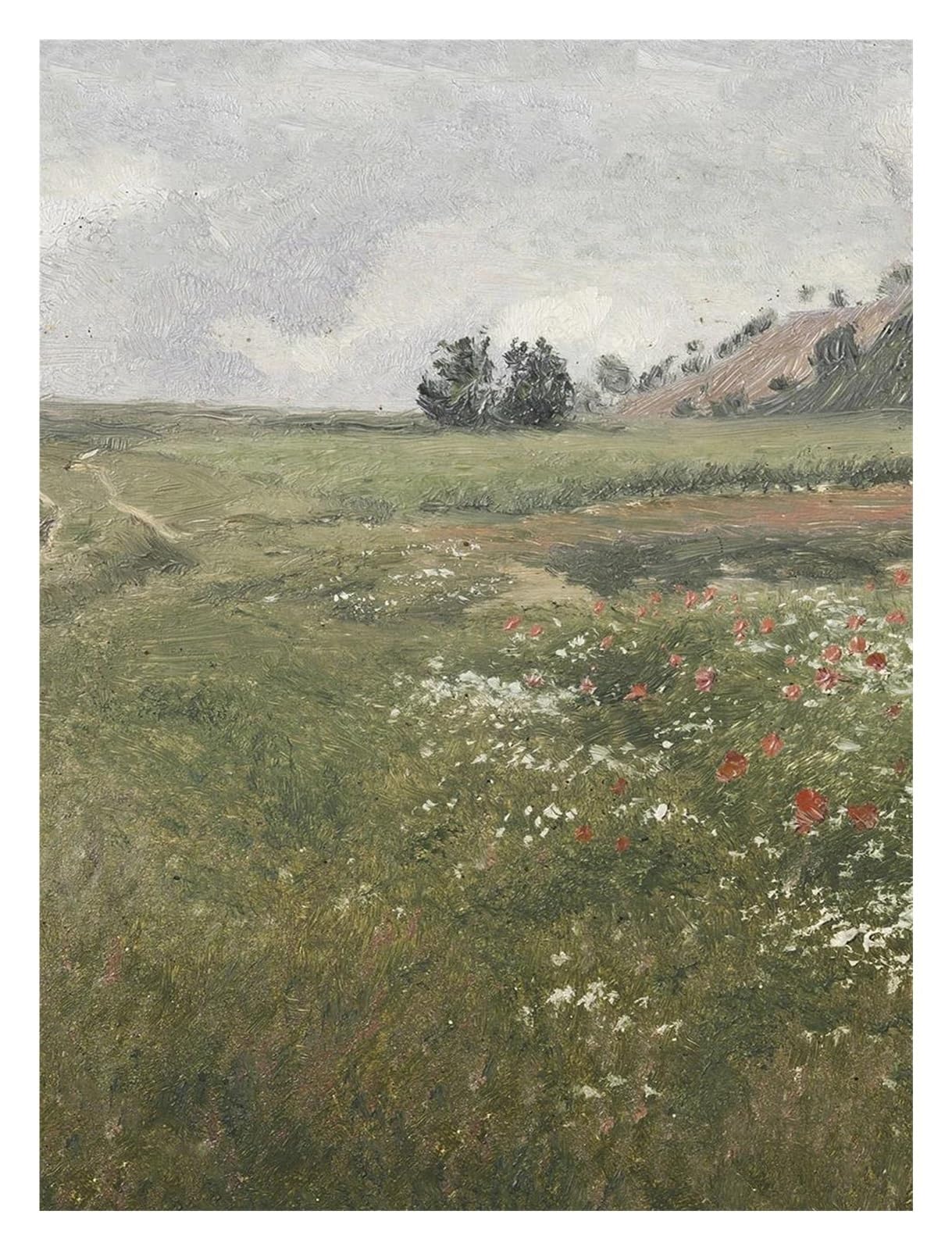 Xenite I Wall Art Canvas Prints Wildflower Field Poster Prints Landscape Sketch Neutral Forest Canvas Painting For Living Room Home Farmhouse Decoration(,50X70cm)