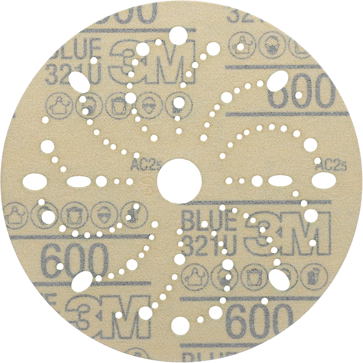3M Hookit Blue Abrasive Discs 36183, Multi-Hole, Blend Preparation, Paint Preparation, 6 in, 600 Grade, 50 Discs/Carton