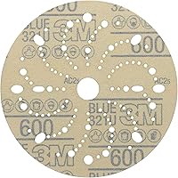 Vista 2 de 3M Hookit 36183 Discos abrasivos azules con múltiples agujeros, preparación de mezcla, preparación de pintura, 6 pulgadas, grado 600, 50 discos/caja