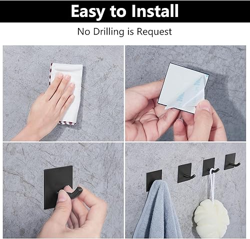 Miniatura 2 de Ganchos adhesivos resistentes, ganchos adhesivos para pegar en la pared, soporte fuerte de acero inoxidable, ganchos autoadhesivos para cocina,