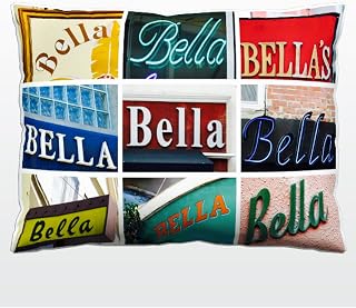 Personalized Pillow featuring the name BELLA in sign photos (12"x16")