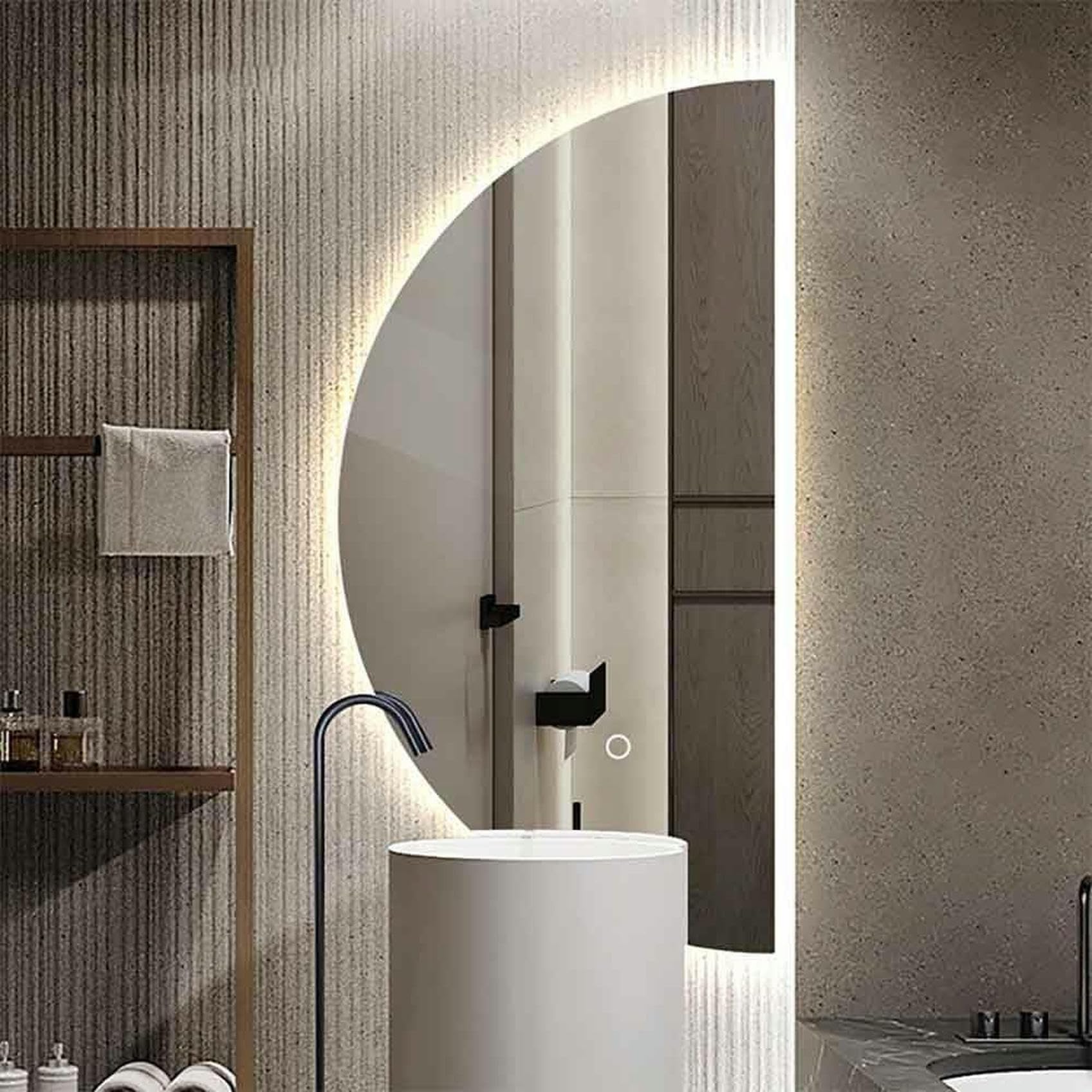 Miroir de salle de bain anti-buée rétro-éclairé en verre trempé