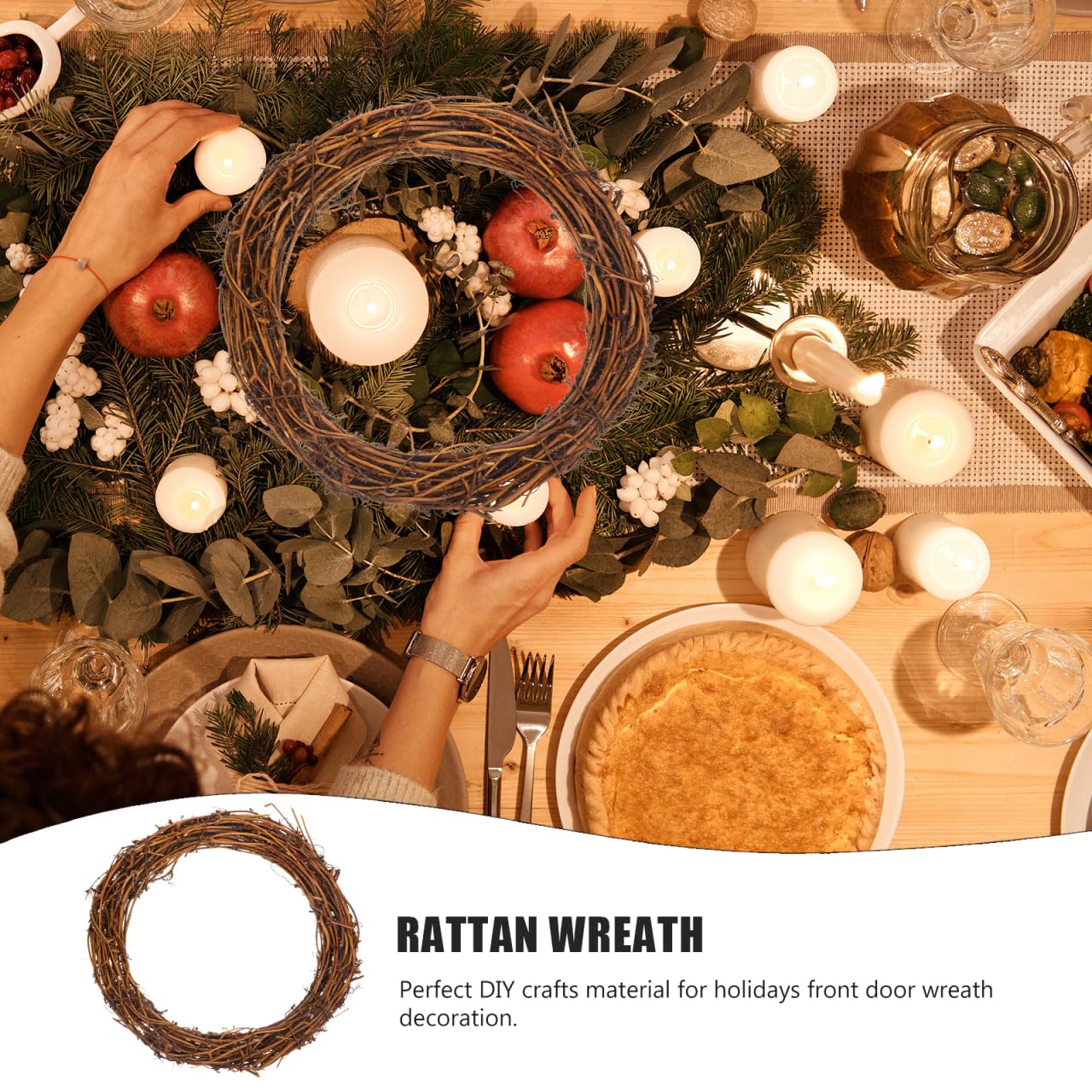 Operitacx 5 Stück 20 cm natürliche Kränze, Rankenkranz, Kranzherstellung, Rattan-Kranz für DIY-Weihnachtsbasteln, Haustür, Wandbehang, Hochzeits- und Party-Dekorationen