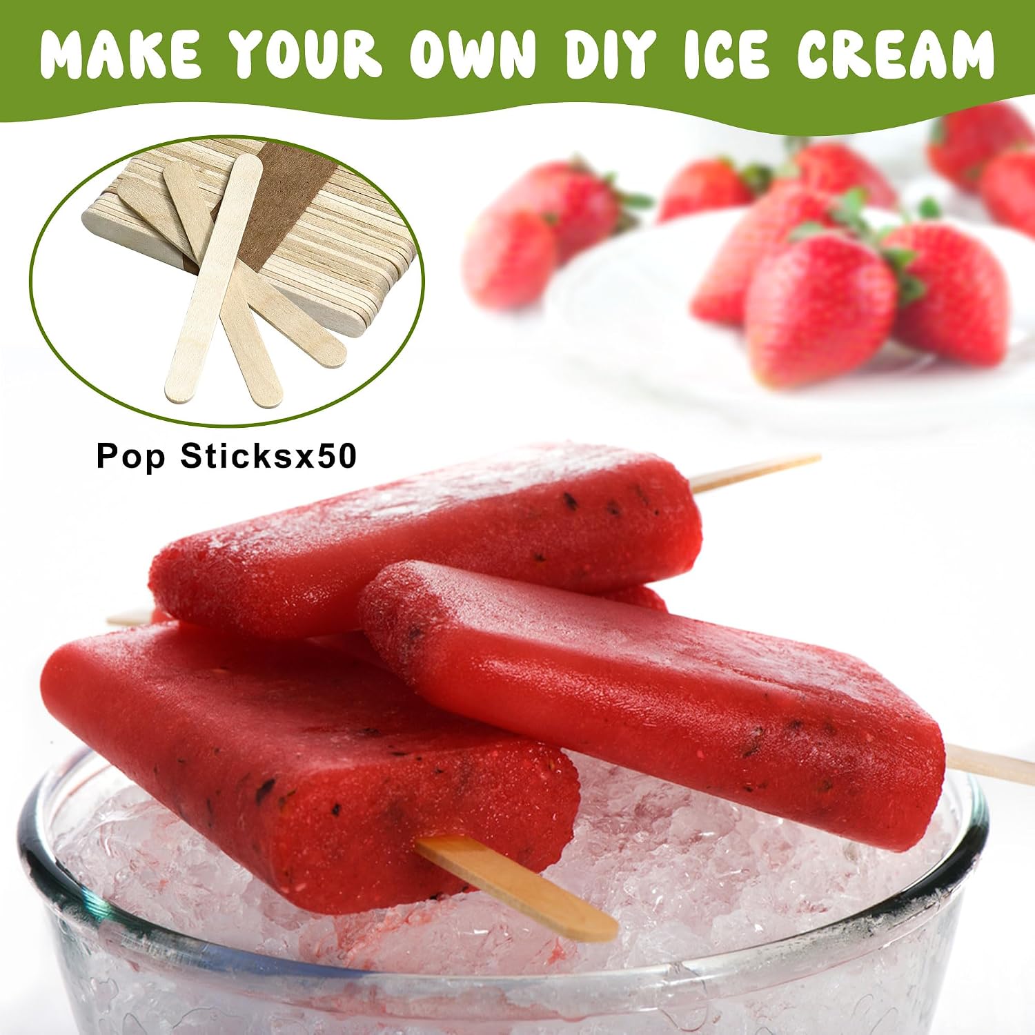 10 Cavity Popsicles Molds with 50 Pcs Popsicle Stick Bpa-free Ice Pop Mold