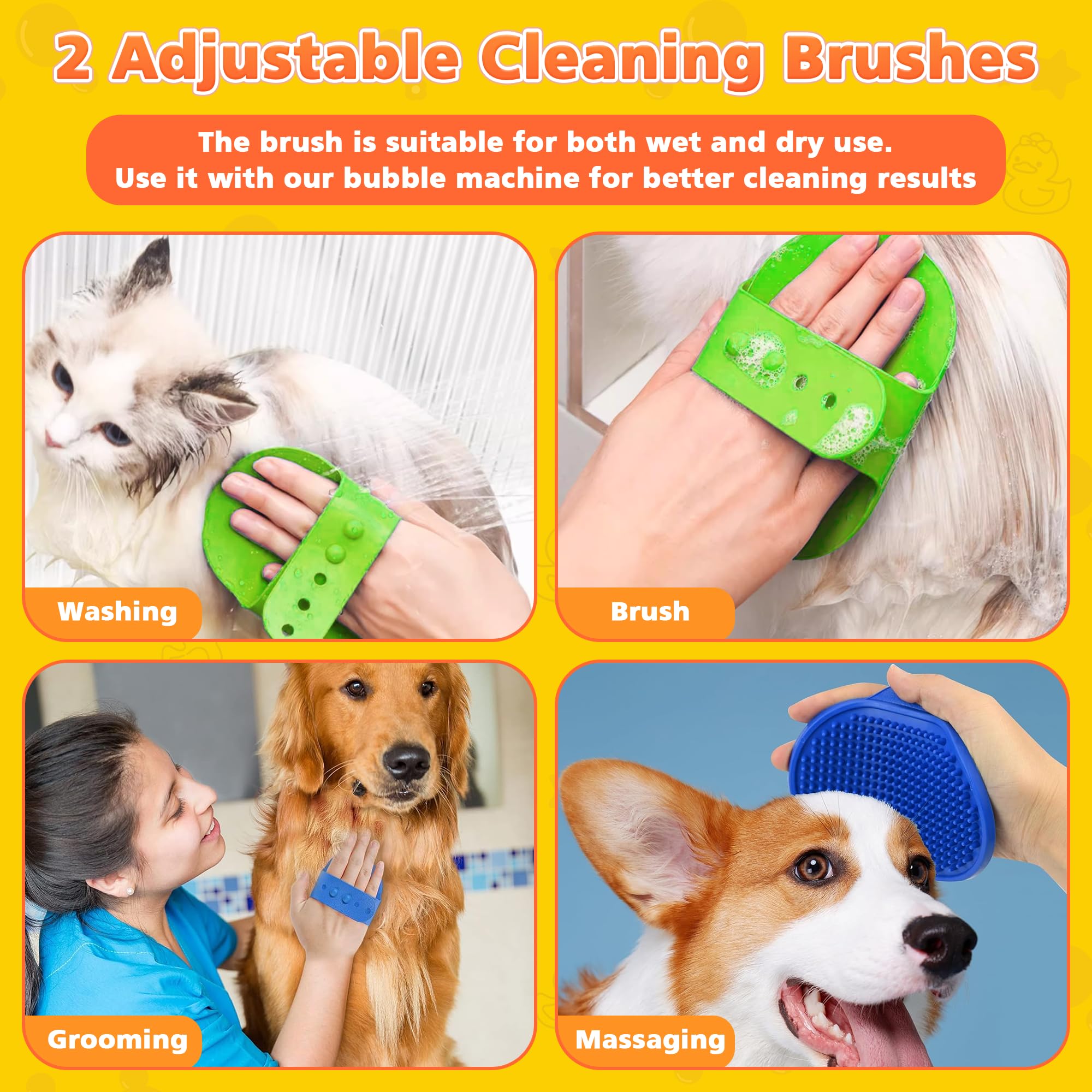 Homrich Distributeur Électrique De Savon pour Chien, Machine Automatique De Mousse De Nettoyage, Pulvérisateur De Shampoing avec Brosse pour Bain Chien Et Chat, Mousseur pour Toilettage D’Animaux