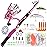 Fishing Rod and Reel Combos, Fishing Gear Gifts for Women with Spinning Reel, Lures, Line, Pink Ladies Telescopic Pole Kit Designed for Girls Adults by PLUSINNO