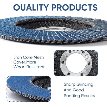 4 Pack 115 mm Flap Discs 40/60/80/120 Grit - For 22 mm Angle Grinders