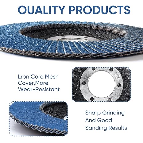 4 Pack 115 mm Flap Discs 40/60/80/120 Grit - For 22 mm Angle Grinders