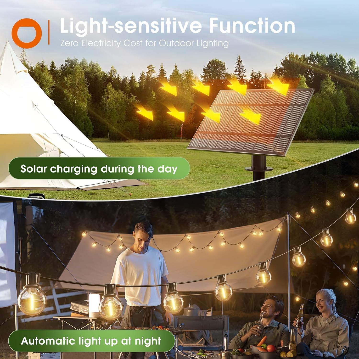 addlon 78FT(72+6) Solar String Lights with Remote, 38 Shatterproof G40 Bulbs, Commercial Grade Solar Powered Outdoor Lights, Dimmable Waterproof Solar Lights Outdoor, for Outside Porch Backyard House