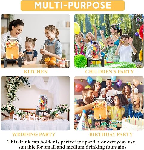 Miniatura 7 de Roshtia Soporte dispensador de bebidas de madera de bambú para contenedores de jarra de agua de 6 a 8 pulgadas de diámetro para dispensadores de