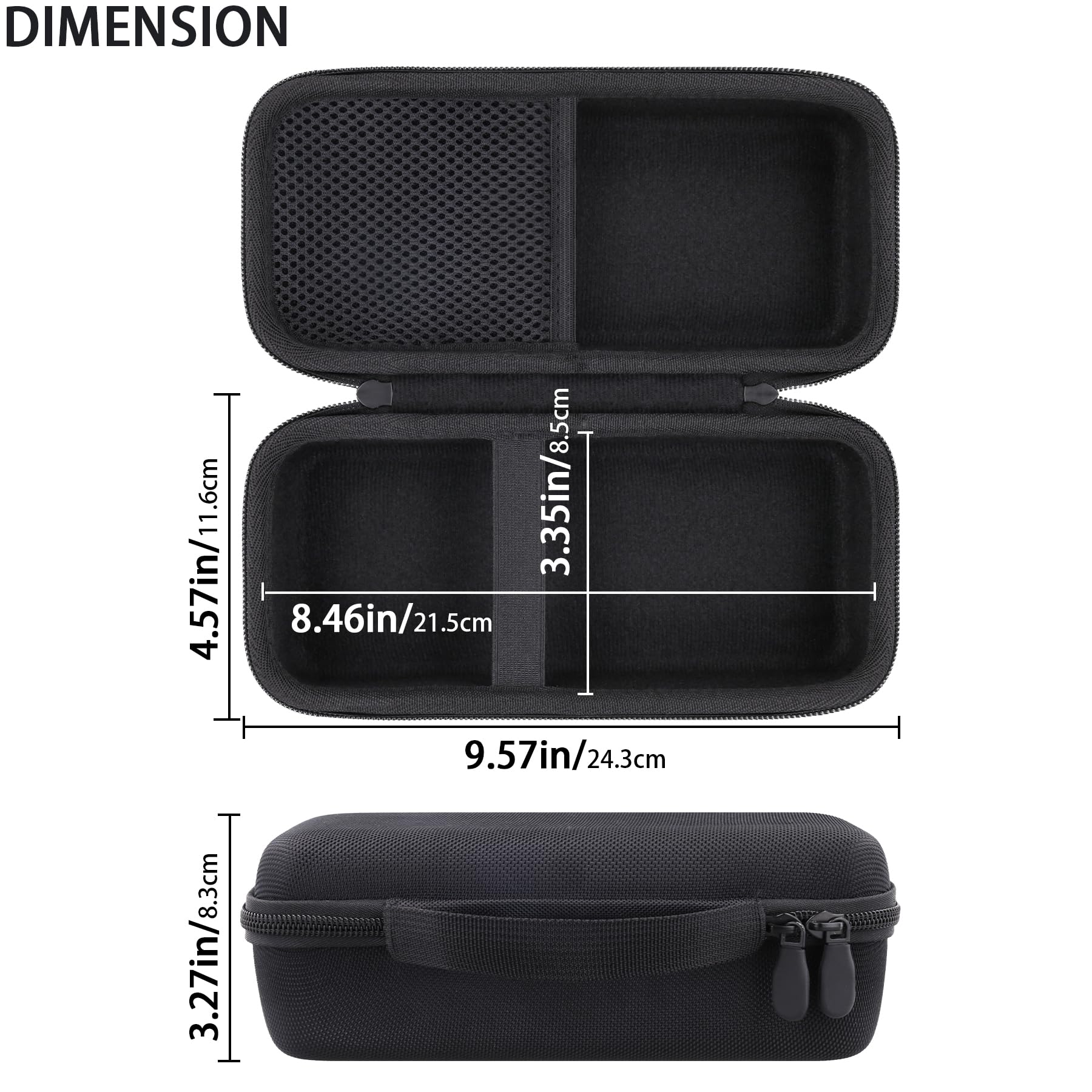 co2CREA Twarde etui ochronne podróżne dla przenośnego rejestratora Zoom, tylko etui, czarny, 24.3 x 11.6 x 8.3 cm