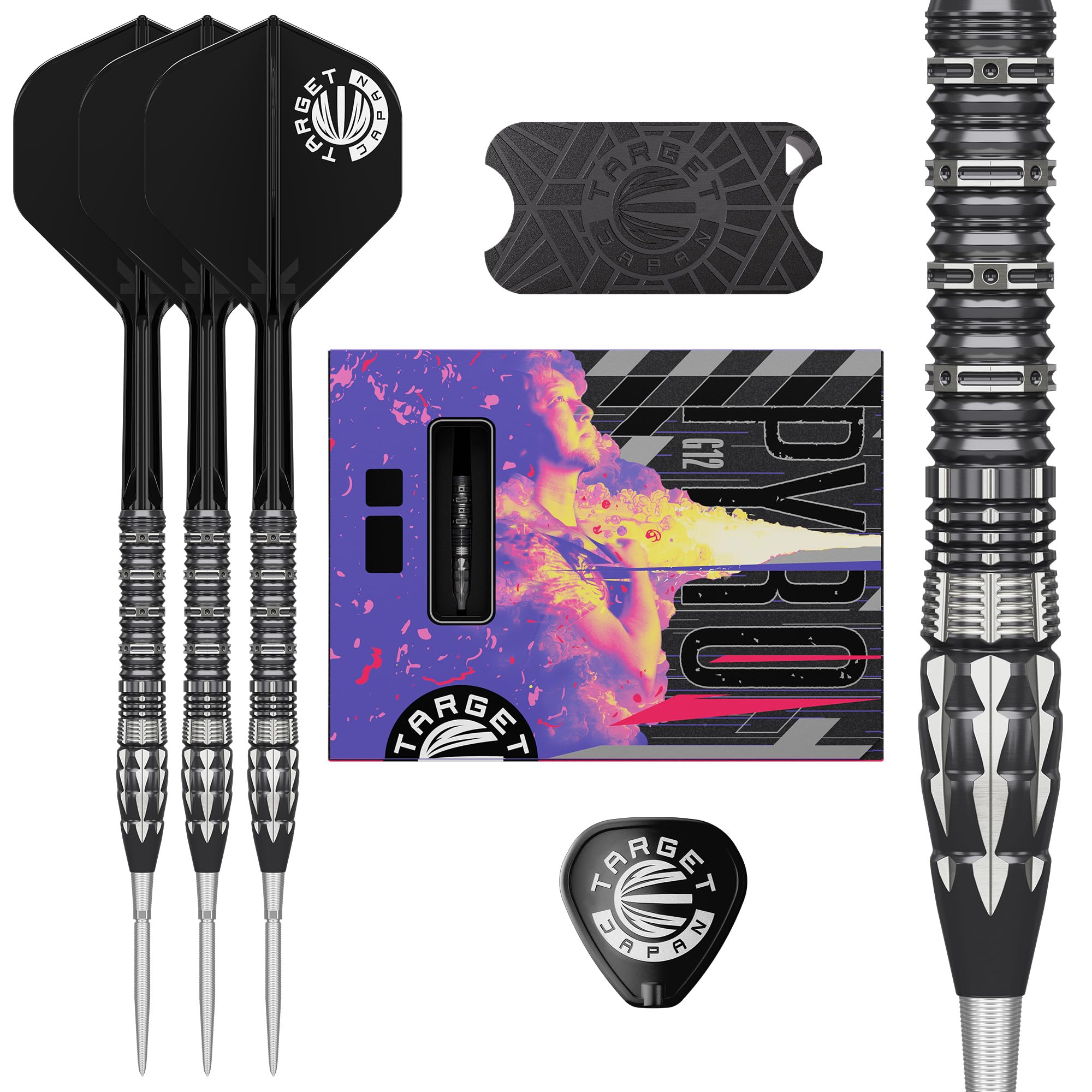 Target Japan Pyro G2 Steel Tip Darts, 90% Tungsten, 23G with K Flex
