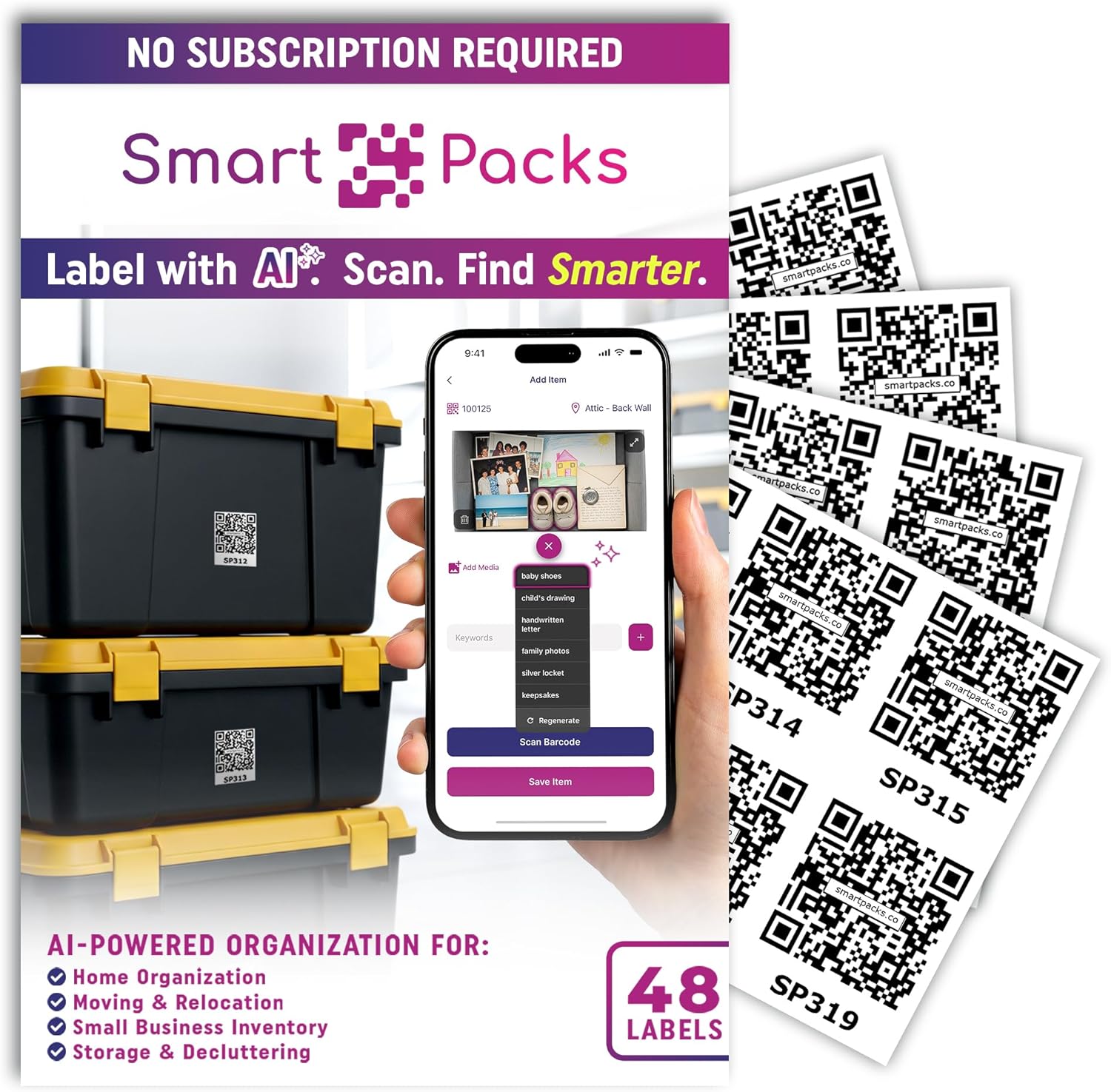 SmartPacks QR Code Labels for Storage & Organization – Premium QR Code ...