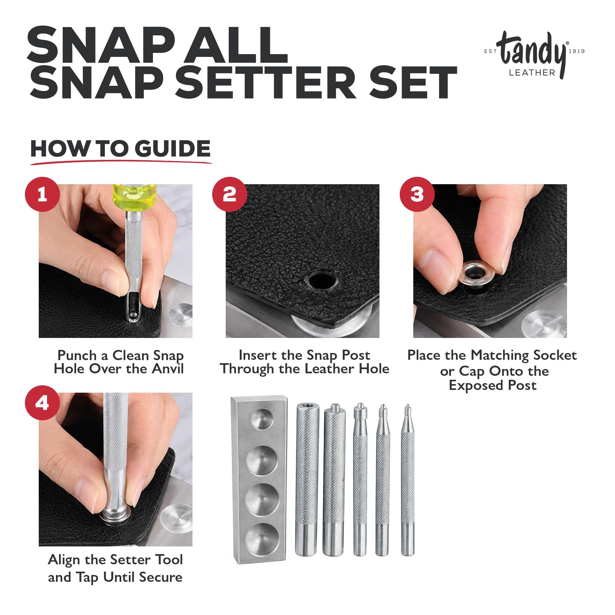 Amazon.com: Tandy Leather Snap-All Snap Setter Set - Clean Snap