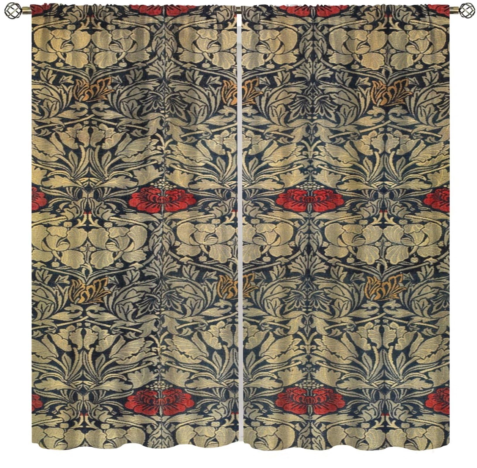 Amazon｜William Morris ボタニカルアートカーテン - 窓、ベッドルーム