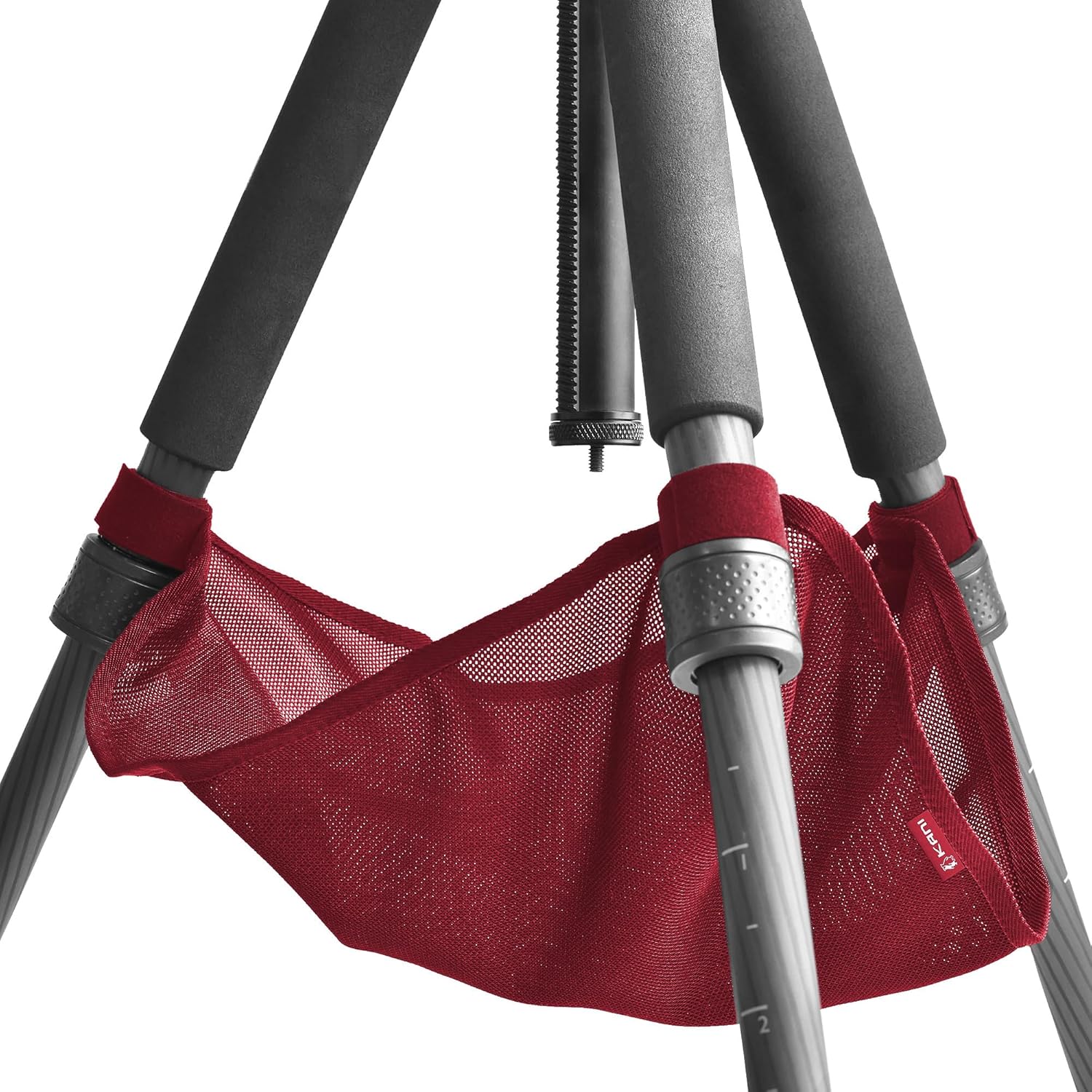 KANI 817631 Tripod Accessories Stone Bag Mesh Red for Large and Medium Tripods, Leg Lock Place, Hanging System, Velcro Fastening, Red, Polyester