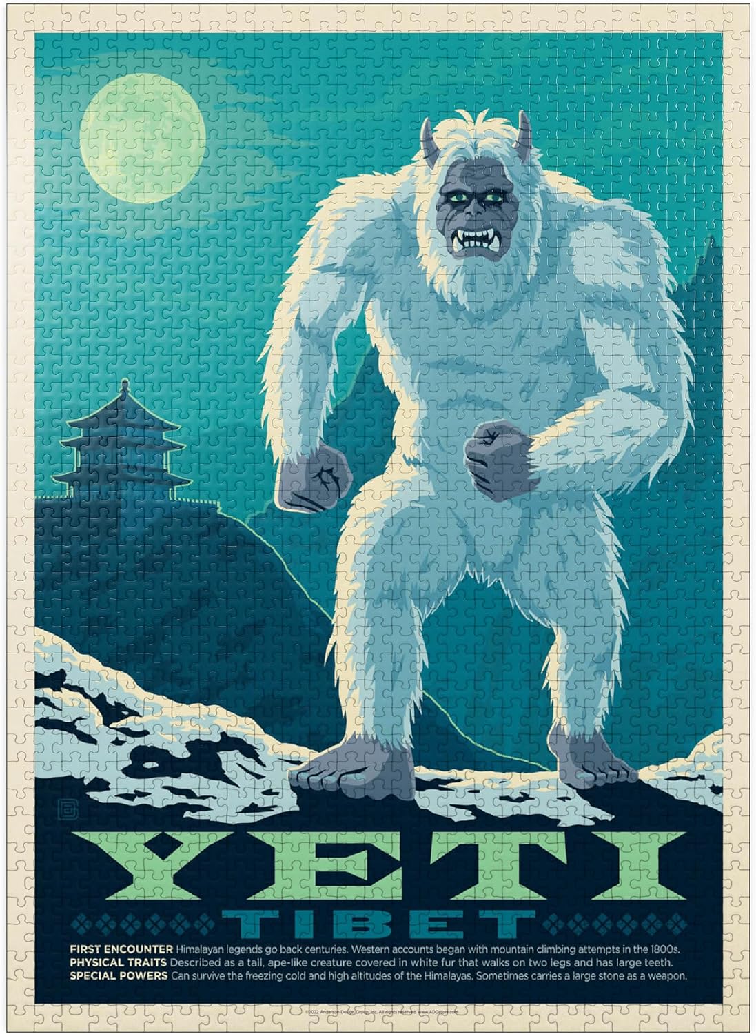 MyPuzzle Mythical Creatures: Yeti, Vintage Poster - Premium 100 Piece Jigsaw Puzzle for Adults