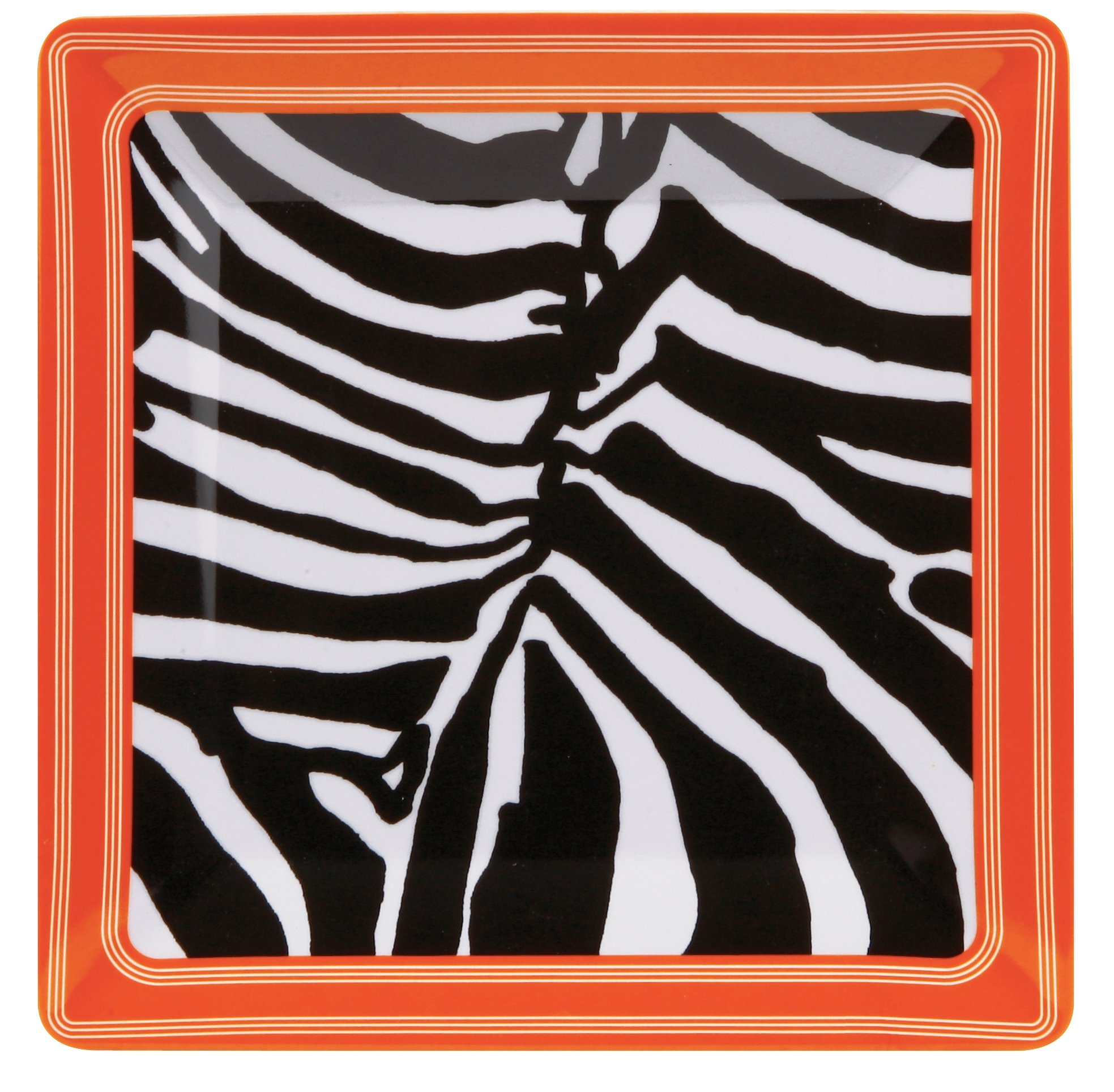 C.R. GibsonIota Vera Collections Melamine Square Dinner Plate, Tribal Chic, 11-Inch, Black/White