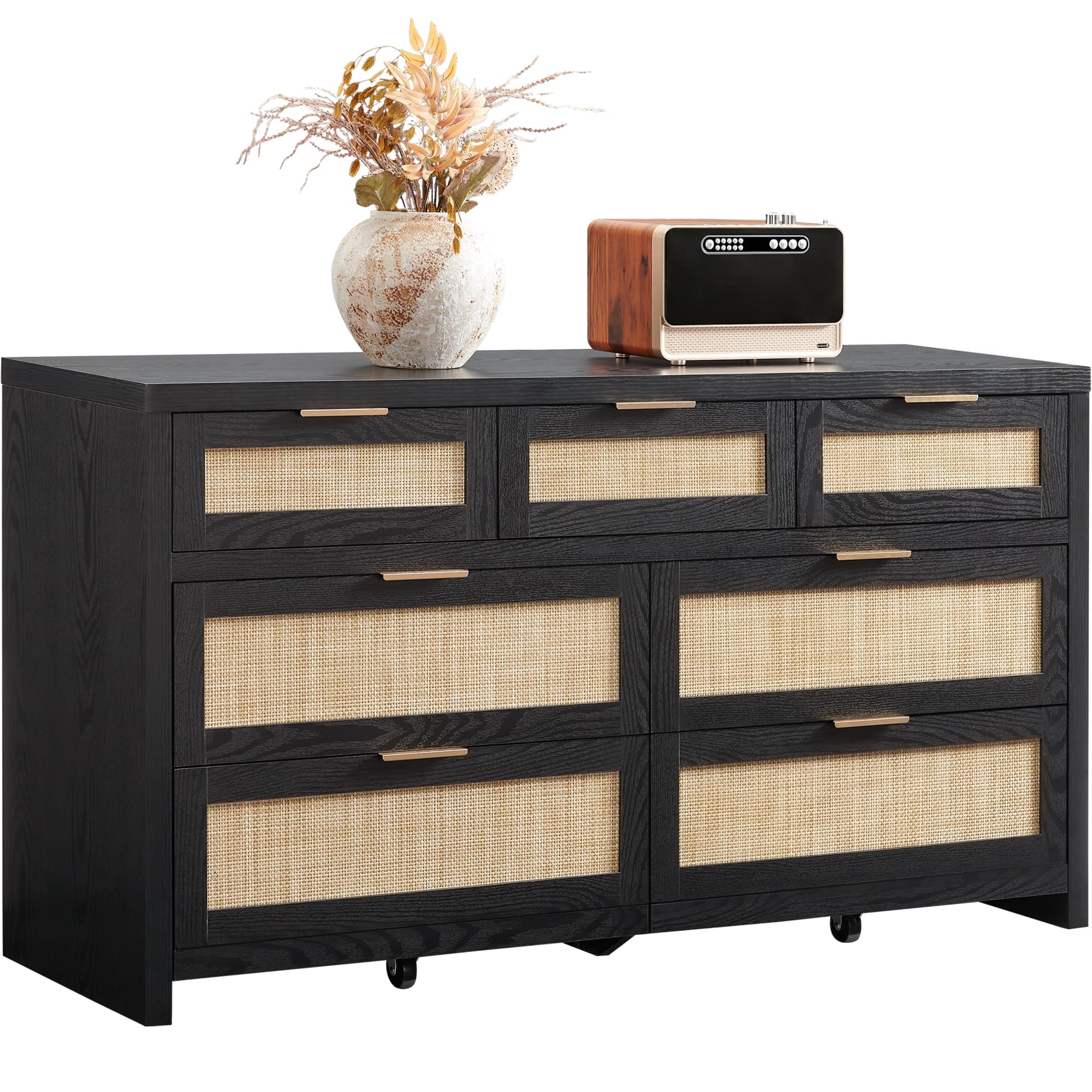 black boho dresser Amazon.com: SICOTAS 7 Drawer Dresser for Bedroom, 57