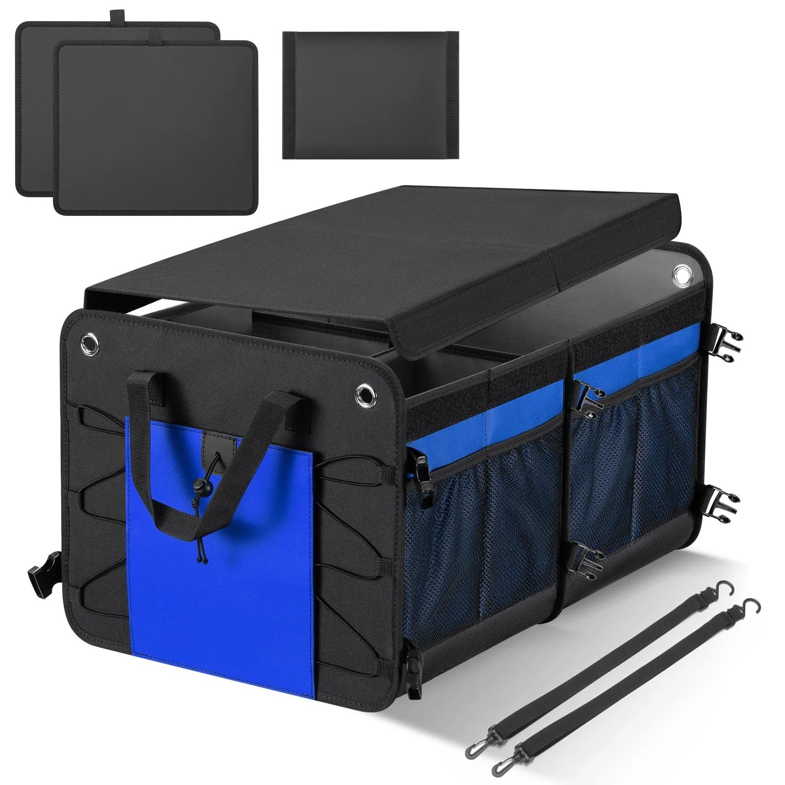 Organizer Emergenze Viaggio‌ Organizzatore per bagagliaio SUV, organizer per auto, pieghevole, multi-scomparto, per accessori auto, per donne e uomini, antiscivolo. Organizer per Bagagliaio(Blue)