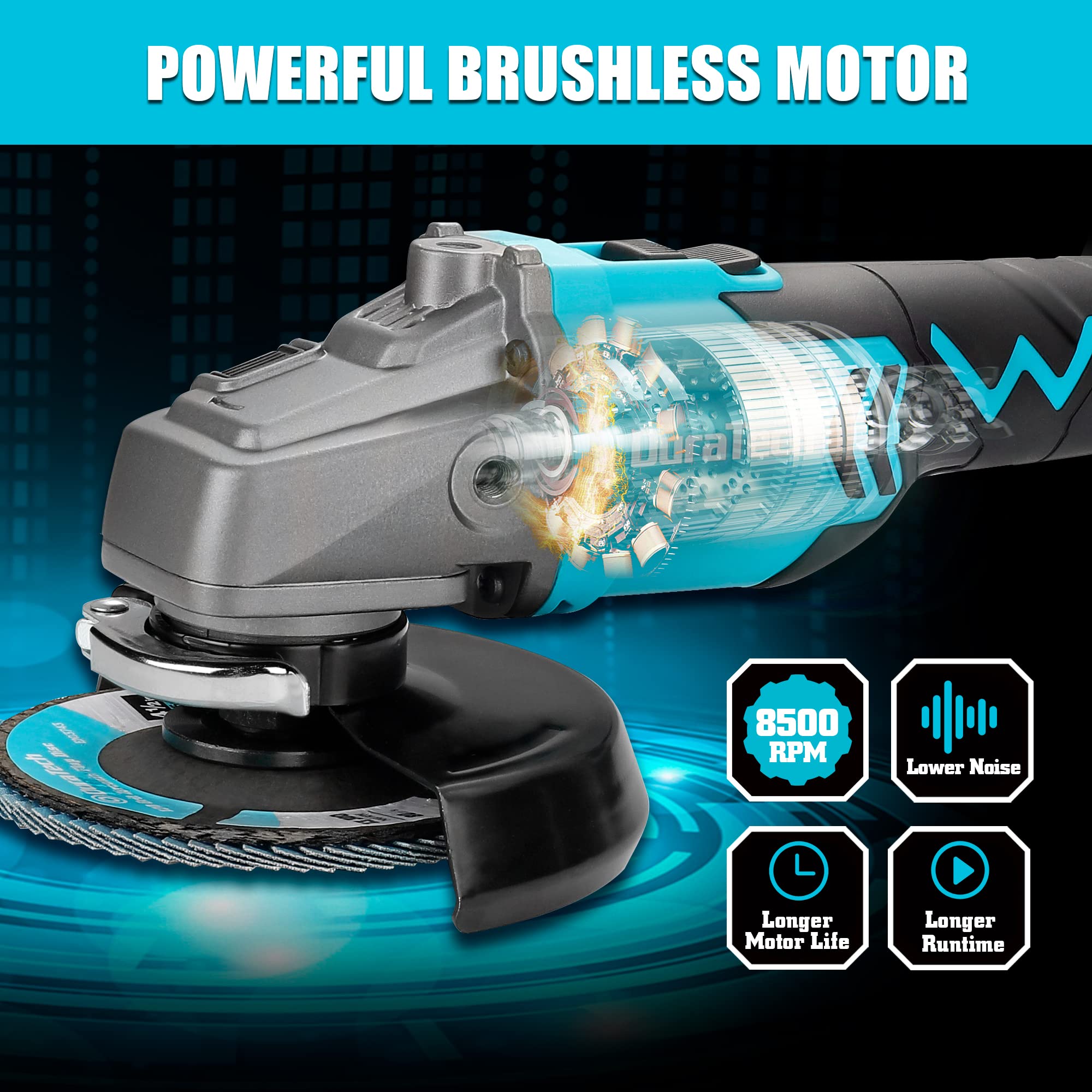 コードレスアングルグラインダーキット ブラシレス 2x21V-1300mAh 