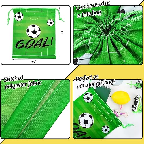Miniatura 10 de Sadnyy 32 bolsas de fútbol con cordón para fiesta de fútbol, bolsas de regalo para fiestas de fútbol, bolsas de regalo para cumpleaños temáticos de