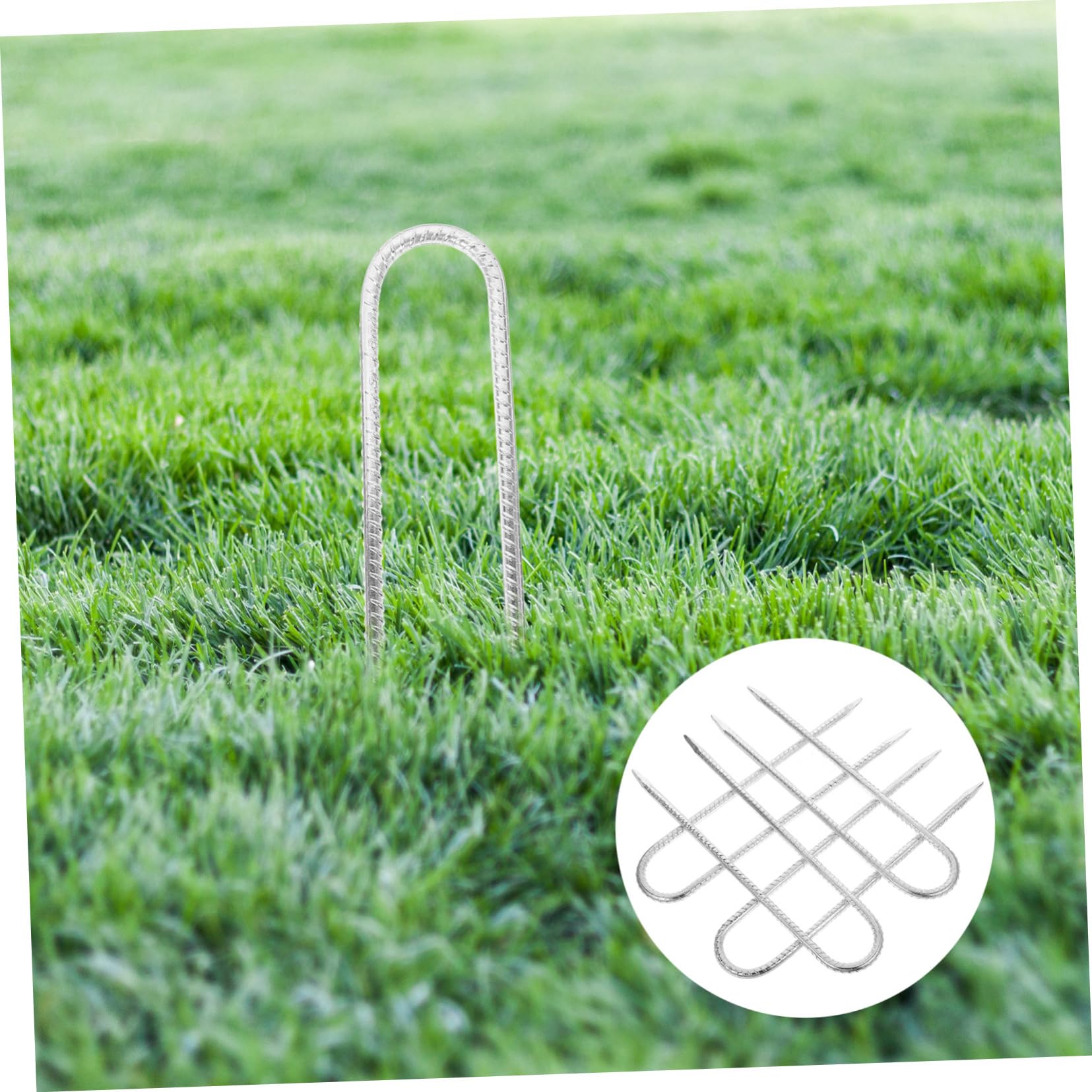 KOMBIUDA 4pezzi Kit Di Picchetti a u Per Fissaggio Altalena, Coperture Da Spiaggia e Campeggio Resistente Riutilizzabile Per Ancoraggio Di Tessuti, Recinzioni, Fili e Corde All'aperto