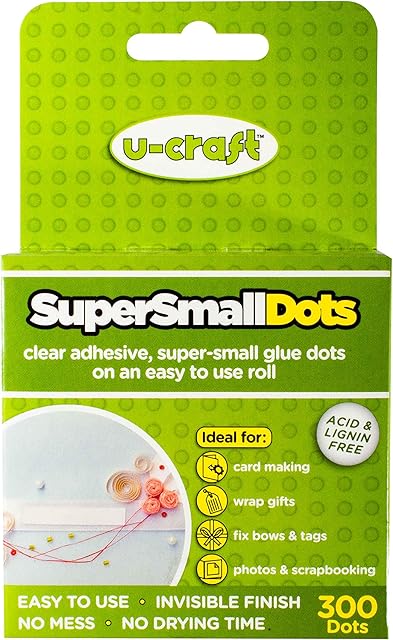 U-Craft Mini Glue Adhesive Dots 3mm-5mm Dia x 300 on a roll Permanent Extra Strength 201057