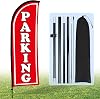 Parking Feather Flag Set 7 ft Tall Parking Advertising Banner Flag with Shop Feather Pole Kit and Ground Stake and Portable Bag for Business Promotion Outside EventRed