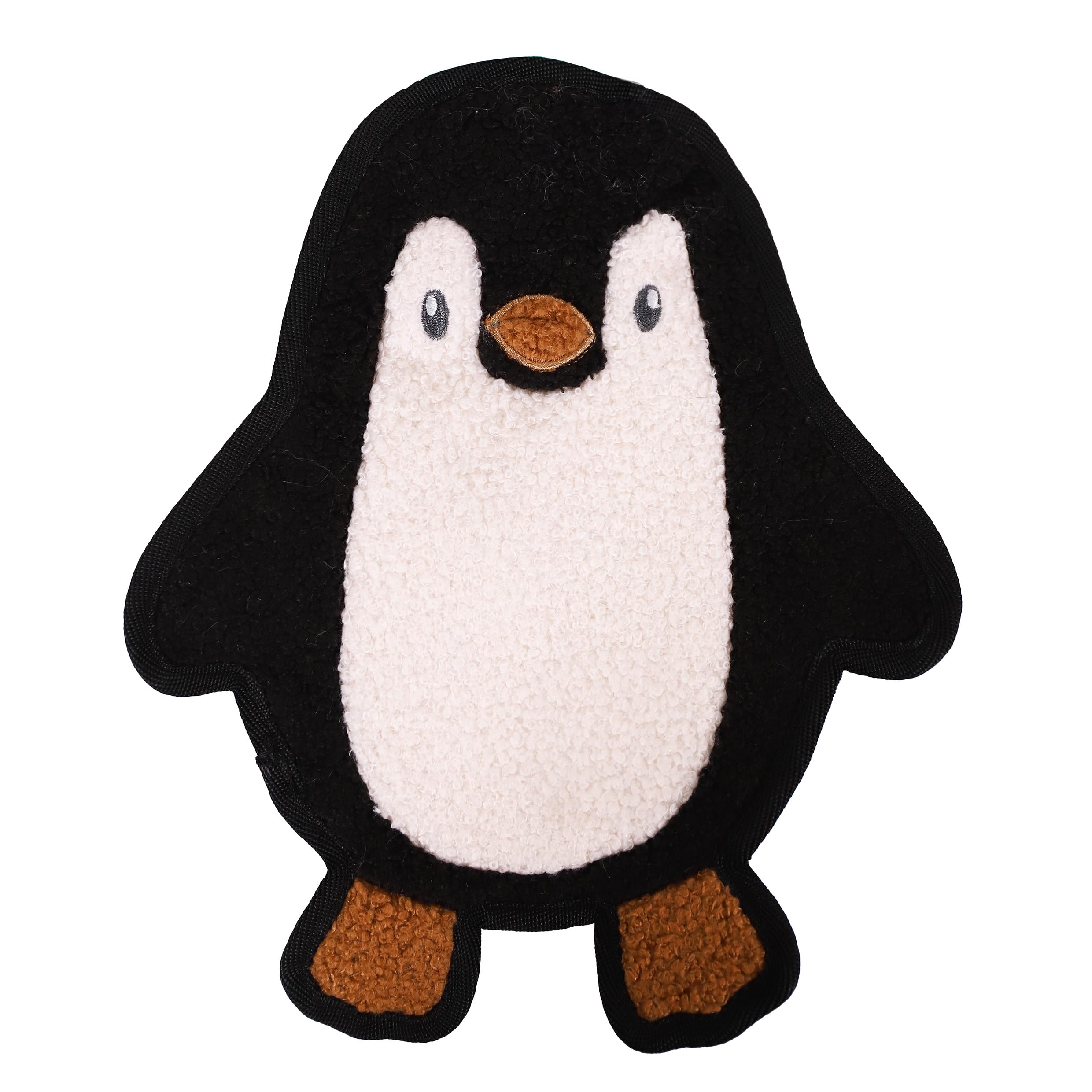 Tufflove Penguin Flattie Dog Toy, Luxury Textured Plush Toy, Stuffing-Free, Soft Outside