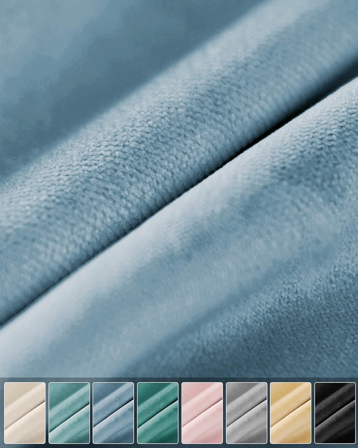 SNITIE Sky Blue 84in Long Velvet Curtains with Grommet, Super Soft Noise Reducing Thick Light Filtering Velvet Drapes for Living Room and Bedroom, Set of 2 Panels, 52 x 84 Inch Long