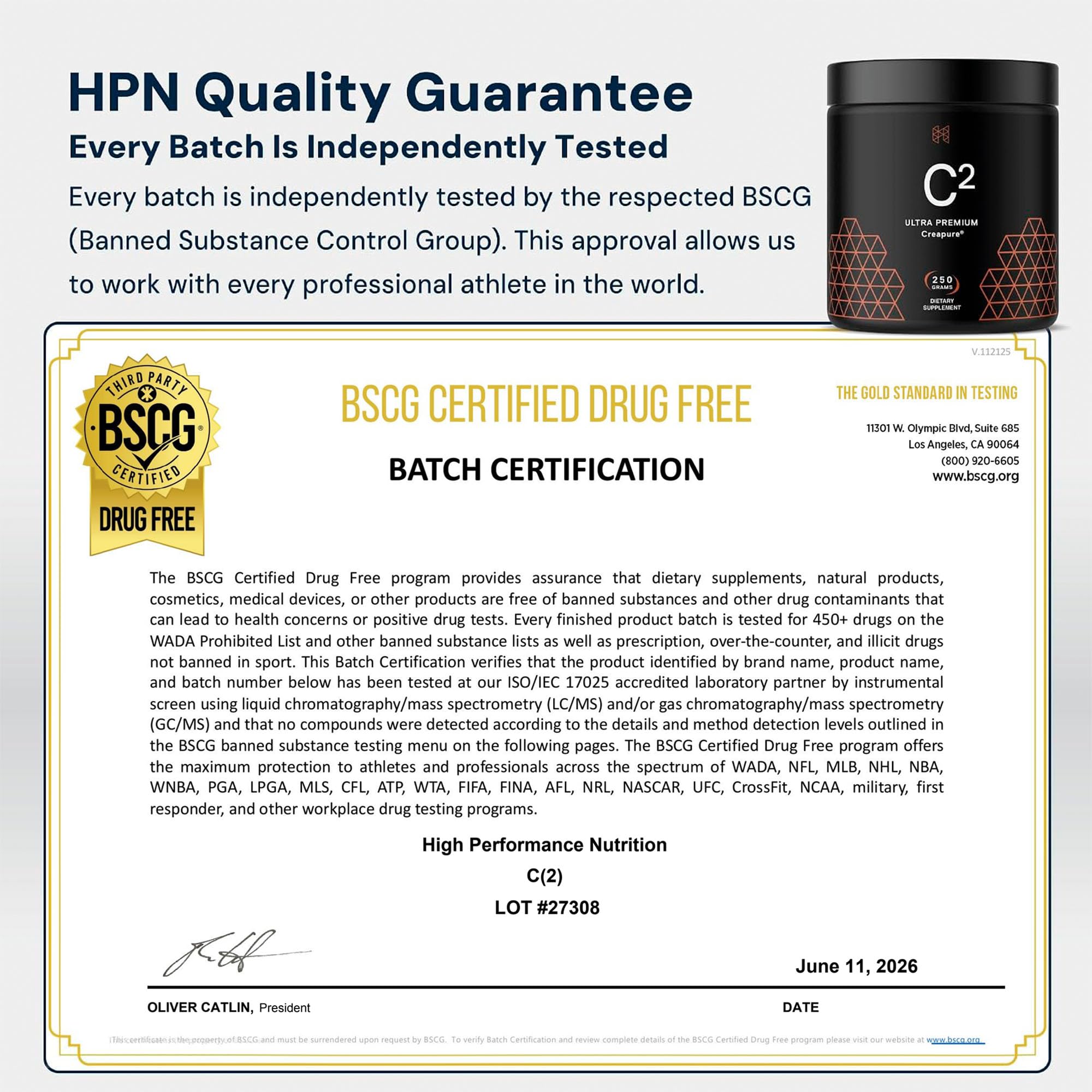 HPN C2 Creapure Creatine Monohydrate for Strength & Recovery, 60 Servings — Amazon image 4