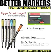 Vista 2 de Calendario magnético acrílico para nevera, juego de 2 calendarios transparentes de borrado en seco reutilizables, tableros de planificación blancos