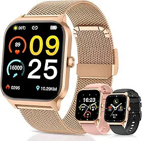 Relógio Inteligente Feminino(Atender/Fazer Chamadas),1,85"Touchscreen Fitness Tracker com Monitor de Sono Compatível iPhone e Android,Relógio Masculino Digital Impermeável Das Senhoras,3 Pulseiras