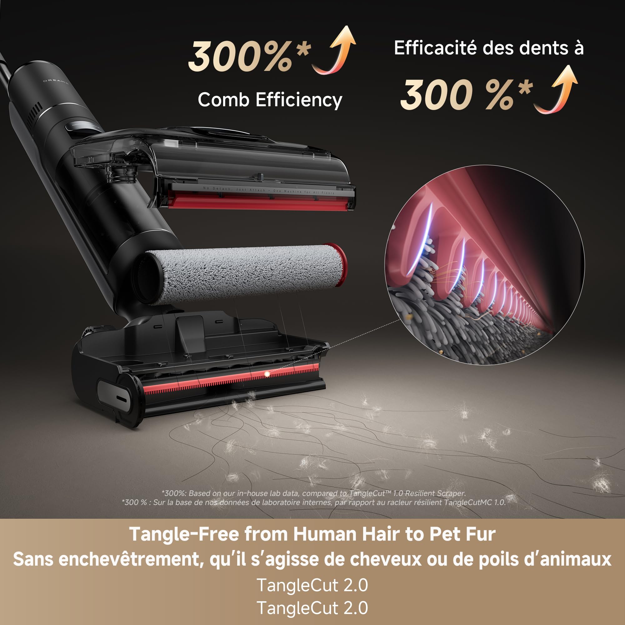 DREAME H15 Pro CarpetFlex aspiradora inalámbrica con mopa, aspiradora húmeda y seca con cepillos duales para pisos duros y alfombras, sin enredos, corte de pelo, succión de 23 kPa, lavadora de pisos
