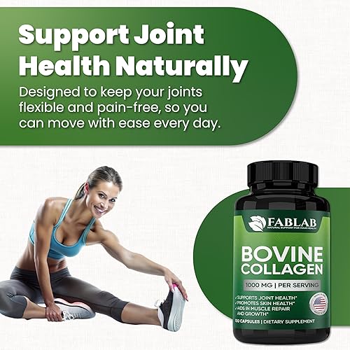 Miniatura 5 de FabLab Suplemento de colágeno bovino tipo I  Suplemento nutricional para apoyo de articulaciones, nervios y huesos  Producto dietético