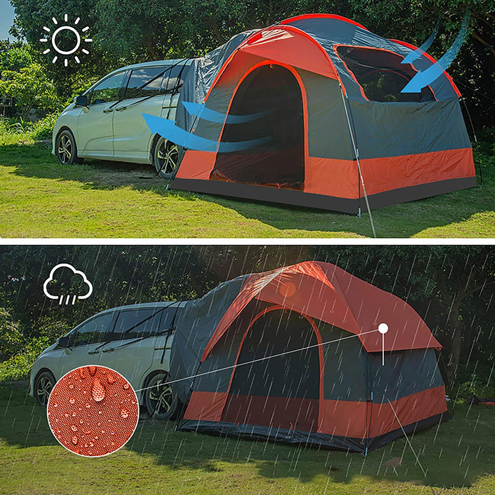 Tenda di SUV, Grande Spazio per 4-6 Persone da Campeggio Esterno Tenda Posteriore con Schermo, Protezione Impermeabile, Tenda per Auto da Campeggio SUV per Campeggio per Famiglie in Viaggio