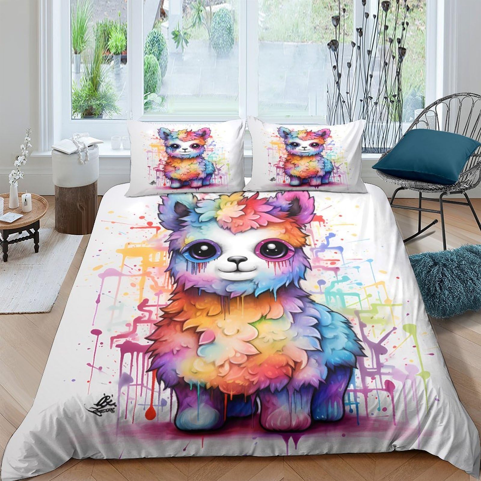 Ctjqhvkz Style-2 3D Printed Colorful Bear Fitted Sheet Microfiber Soft Bed Sheet Rainbow Panda Mattress Cover For Bedroom Dorm Decor Single（135X200cm）