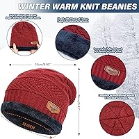 Vista 48 de FZ FANTASTIC ZONE Conjunto de gorro de invierno para hombre y mujer, bufanda de punto cálido, forro polar grueso, gorro de calavera, calentador